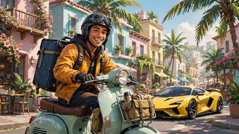 GTA 6 Scooter Bros app: rider bringing a car back in Vice City